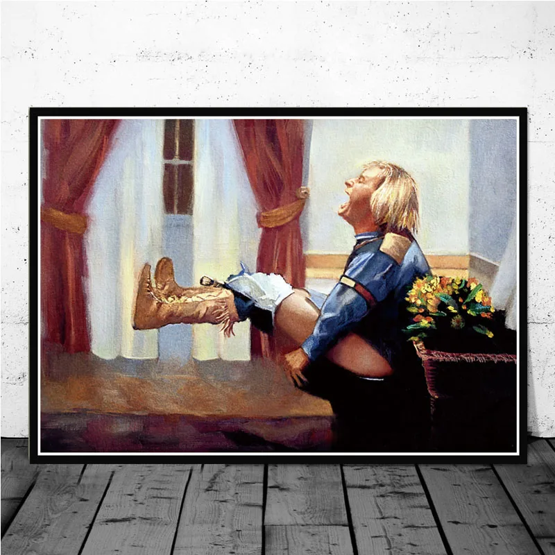 Home Movie Bathroom Scene - Engraçado pintura a óleo em tela