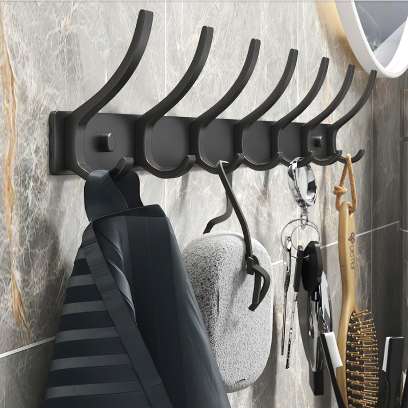 Robe Hook Adhesive - Cabide de parede doméstico, ganchos pretos