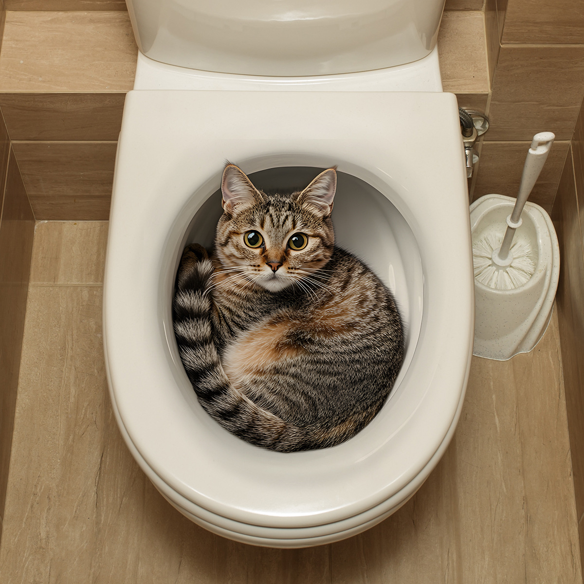 Tiny Home Bathroom Kit - 3d engraçado gato toalete adesivo banheiro