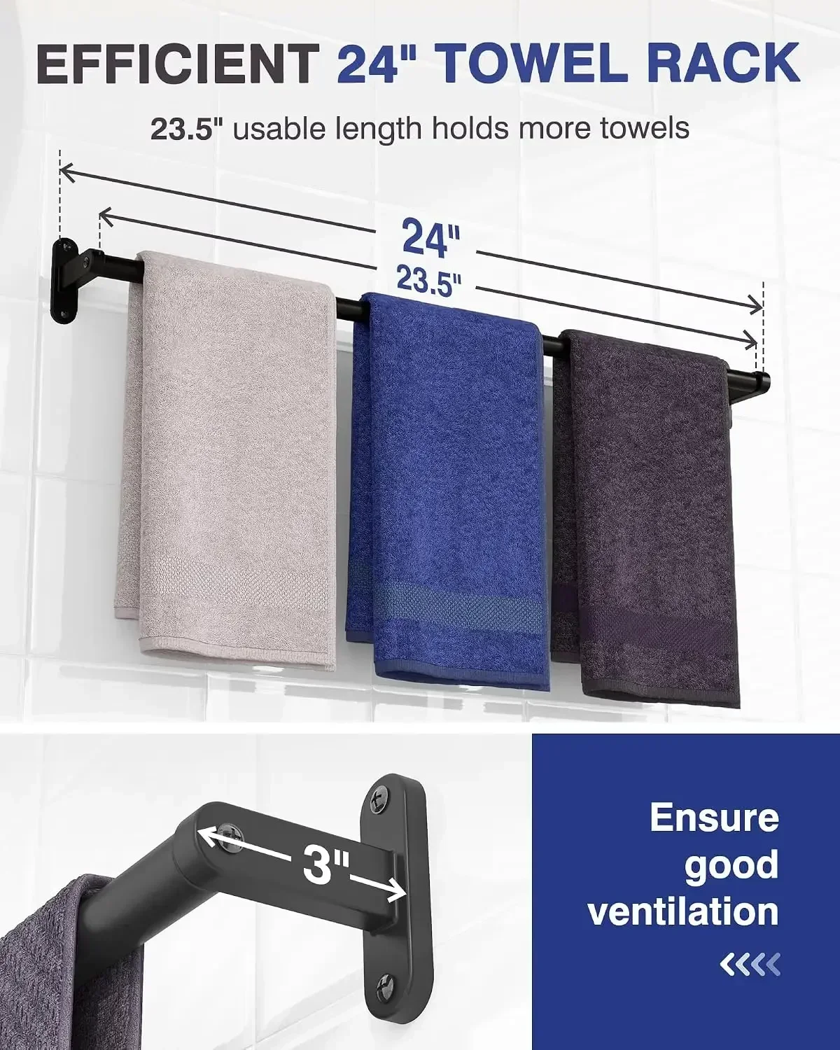 Suporte para Toalhas Preto Fos - Home Essentials Bathroom Accessories avaliação e preço